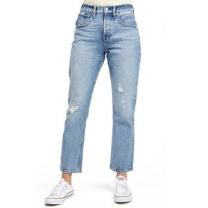 Socialite Thea High Waste Rip Straight Leg Jeans